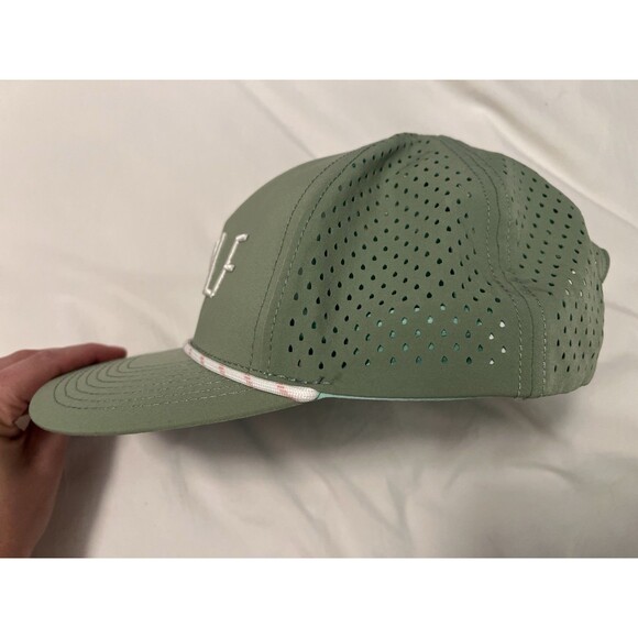 1764 Vented Pink and Green Embroidered Golf Hat Adjustable - Picture 6 of 8